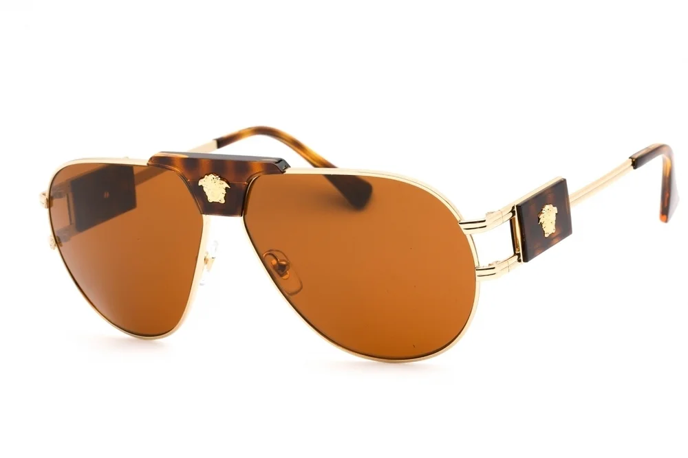 NWT Versace 0VE2252-147073 Gold Aviator 63mm Sunglasses
